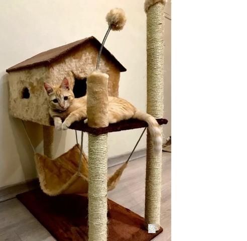 Arranhador Com Casa e Rede para Gatos