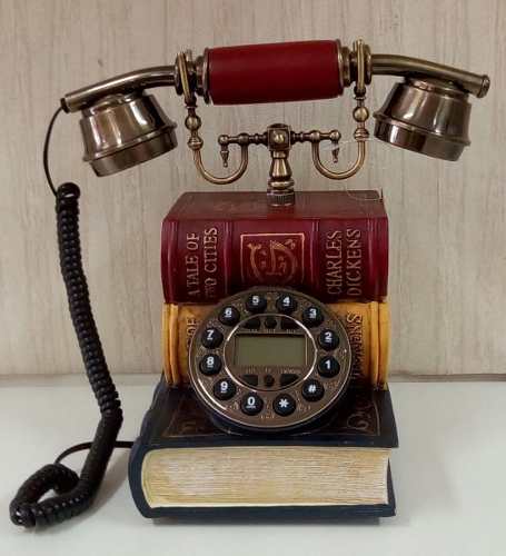 Telefone Antigo Retro Vintage De Madeira Funciona Novo
