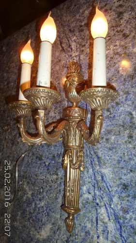 Par De Arandelas Em Bronze 3 Lampadas