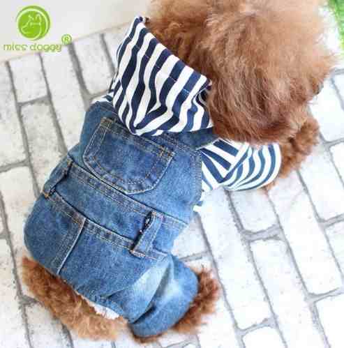 Roupinha Cachorro Macacão Jeans Primavera Animais Pequenos