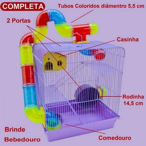 Gaiola Hamster Roedores 3 Andares Casinha Escadinha