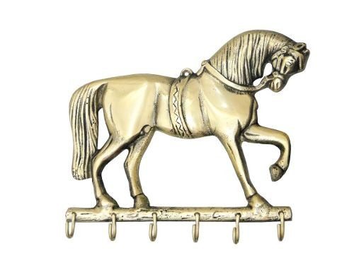 Porta Chaves 6 Pinos Modelo Cavalo Bronze Decoração