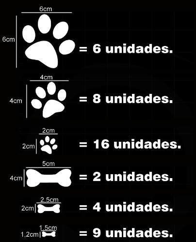 Adesivo Patinhas Patas Caninas Com Ossinhos Osso Kit 45un