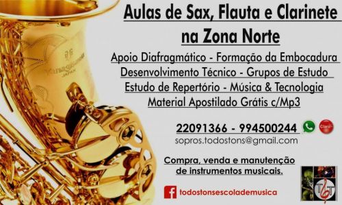 Aulas de Sax e Clarinete na zona norte de Sp na região do