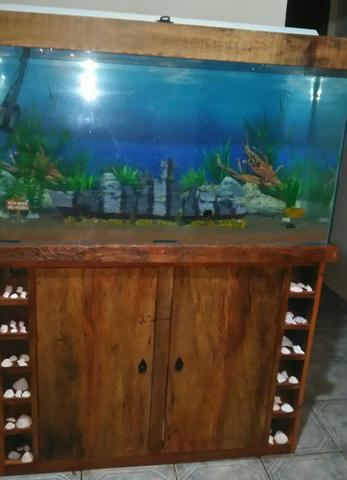 Aquário 235 litros +movel rústico, parcelo no cartão sem juros