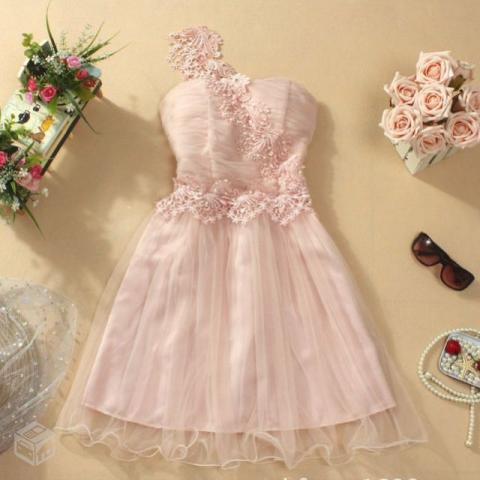 vestido debutante rosa curto
