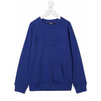 Balmain Kids embossed logo sweatshirt - Azul