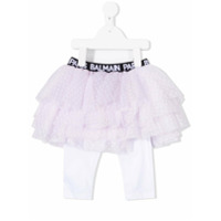 Balmain Kids Legging com tule - Rosa