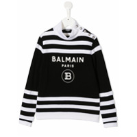 Balmain Kids logo striped jumper - Preto
