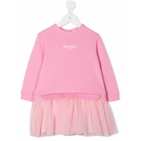 Balmain Kids Vestido com tule - Rosa