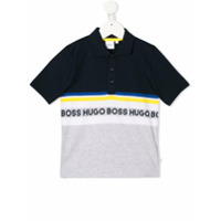 Boss Kids Camisa polo color block - Azul