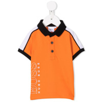 Boss Kids Camisa polo color block - Laranja