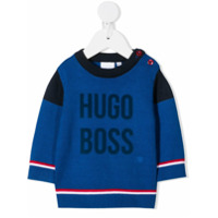 Boss Kids logo cotton knit jumper - Azul