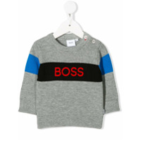 Boss Kids Suéter de tricô com logo - Cinza