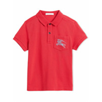 Burberry Kids Camisa polo 'Piqué' - Vermelho