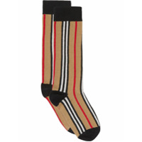 Burberry Kids Icon stripe socks - Marrom