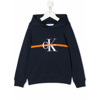 Calvin Klein Kids logo stripe hoodie - Azul