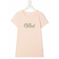 Chloé Kids Camiseta de jersey com logo - Rosa