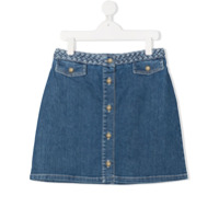 Chloé Kids Saia jeans com logo - Azul
