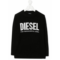 Diesel Kids intarsia knit logo jumper - Preto