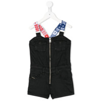 Diesel Kids Jardineira com logo - Preto