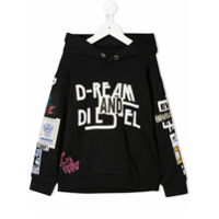 Diesel Kids Moletom com patchwork - Preto