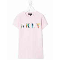 Dkny Kids Camiseta com logo no busto - Rosa