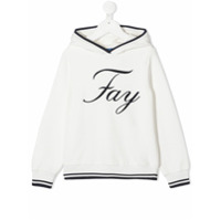 Fay Kids embroidered logo hoodie - Branco
