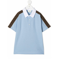 Fendi Kids Camisa polo com logo FF - Azul
