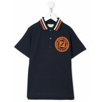 Fendi Kids Camisa polo com patch FF - Azul