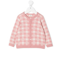 Fendi Kids Cardigan xadrez com logo - Rosa
