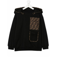 Fendi Kids FF motif pocket hoodie - Preto