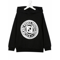 Fendi Kids logo print hoodie - Preto