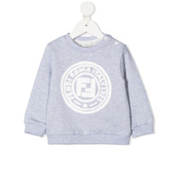 Fendi Kids Moletom com logo FF - Cinza