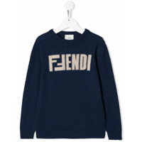Fendi Kids Suéter amplo com logo - Azul