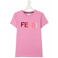 Fendi Kids TEEN logo patch T-shirt - Rosa