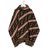 Fendi Kids Zucca-pattern hooded cape - Marrom