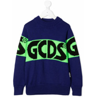 Gcds Kids contrast-logo knit jumper - Azul