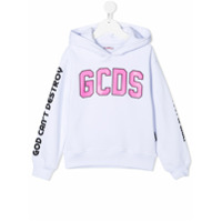 Gcds Kids logo-print cotton hoodie - Branco