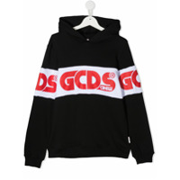 Gcds Kids logo print hoodie - Preto