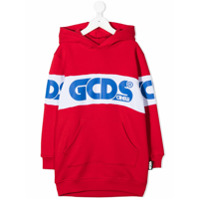 Gcds Kids logo-tape hoodie - Vermelho
