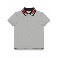 Gucci Kids Camisa polo com listras - Cinza