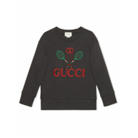 Gucci Kids Moletom com logo bordado - Cinza