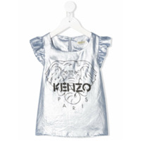 Kenzo Kids Blusa de cetim metálica - Azul