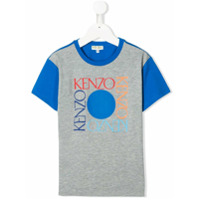 Kenzo Kids Camiseta color block - Cinza