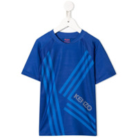 Kenzo Kids Camiseta listrada com logo - Azul