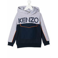 Kenzo Kids colour-block logo hoodie - Cinza
