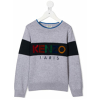Kenzo Kids Suéter com logo bordado - Cinza