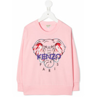 Kenzo Kids Suéter com logo bordado - Rosa