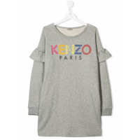Kenzo Kids Vestido de tricô com logo - Cinza